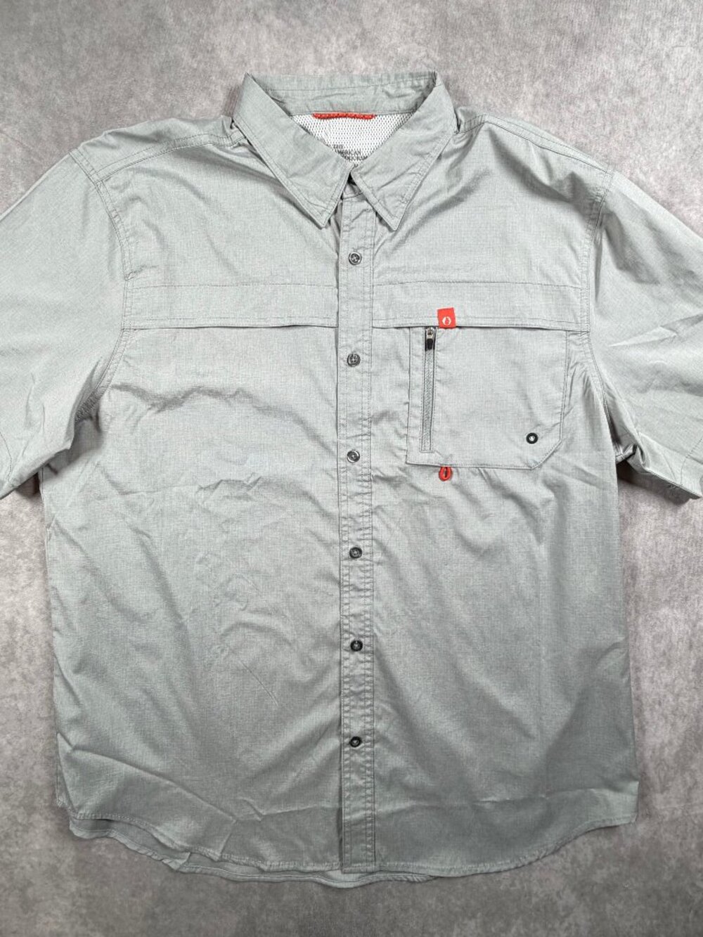 The American Outdoorsman Men's Fishing Shirt Gray Button Up SS XL